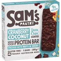 Sam's Pantry Protein Bar Dark Choc Coated Cranberry Coconut 5 Pack