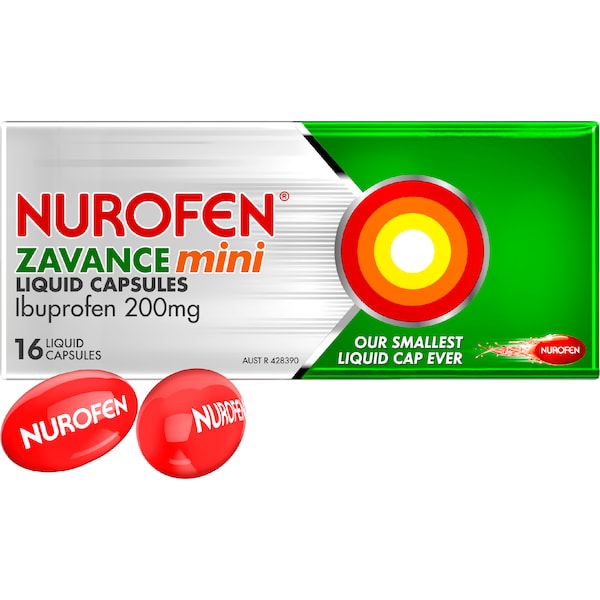 Nurofen Zavance Minis Liquid Capsules Ibuprofen 200mg 16 pack