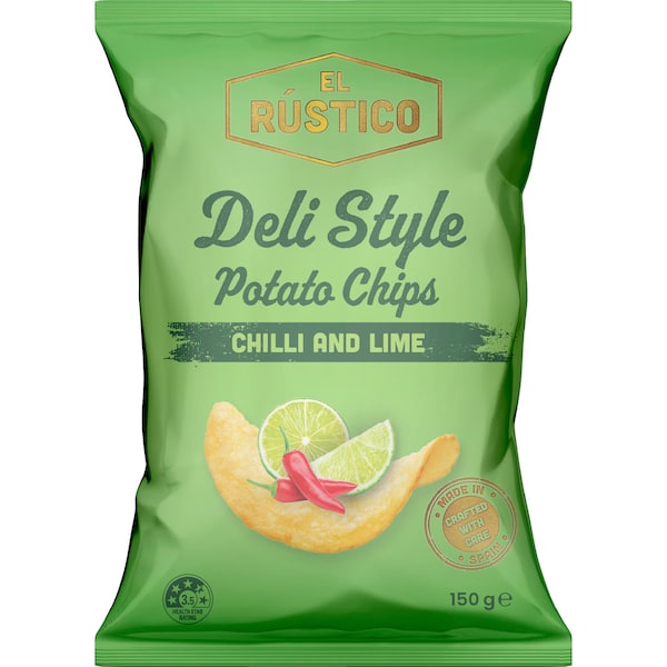 EL RUSTICO Potato Chips Chilli & Lime 150g