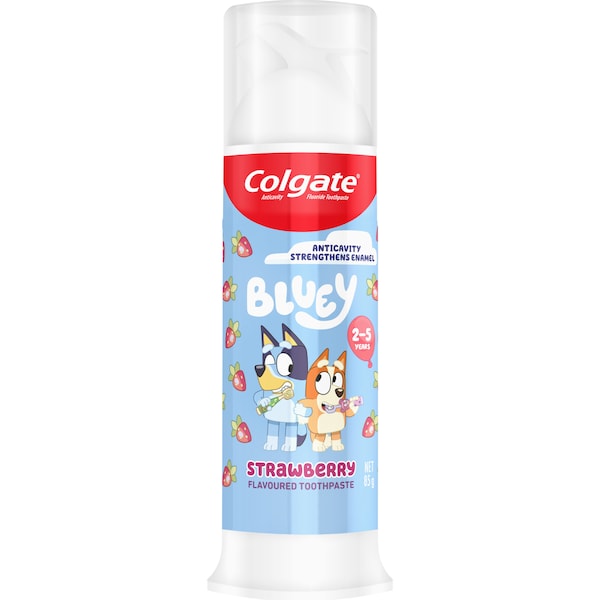 Colgate Kids Bluey Toothpaste Pump Strawberry Flavour 85g