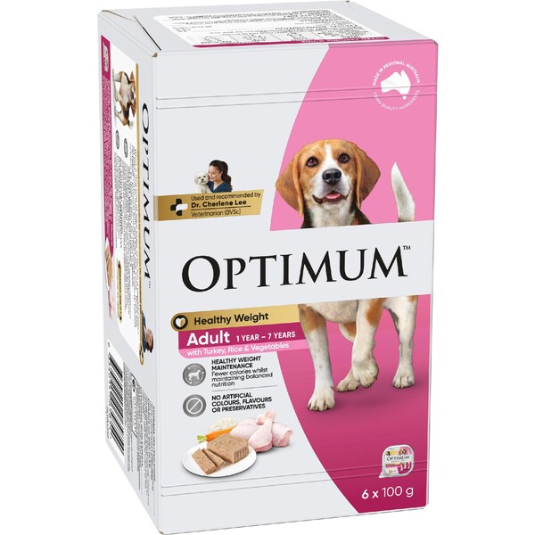 Optimum Healthy Weight Wet Dog Food Turkey, Rice & Vegetables 100g x 6 pack