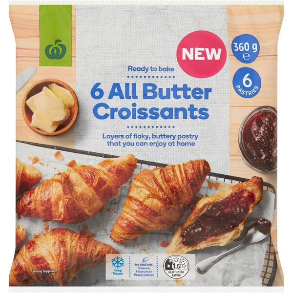 Woolworths All Butter Croissant Bake At Home 6 pack