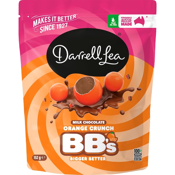 Darrell Lea Milk Chocolate BB's Orange Crunch 152g