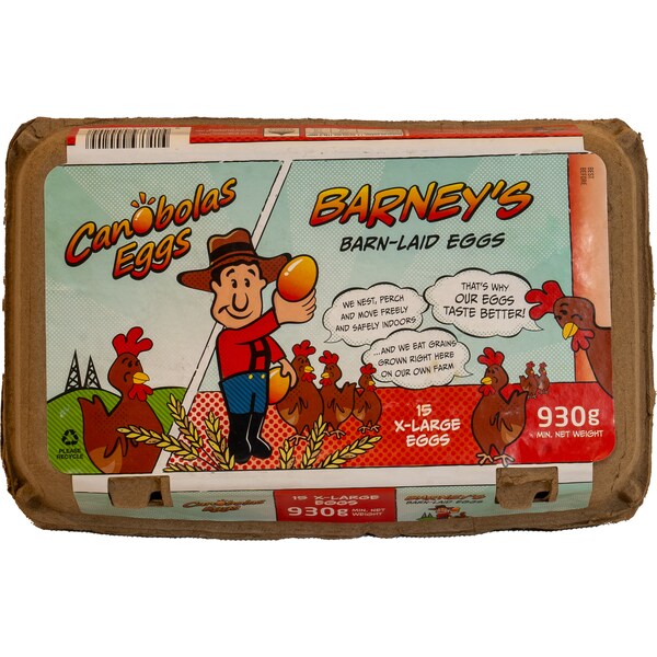 Canobolas 15 Barney's Barn Laid Extra Large Eggs 930g
