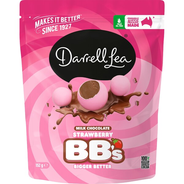 Darrell Lea Milk Chocolate BB's Strawberry 152g