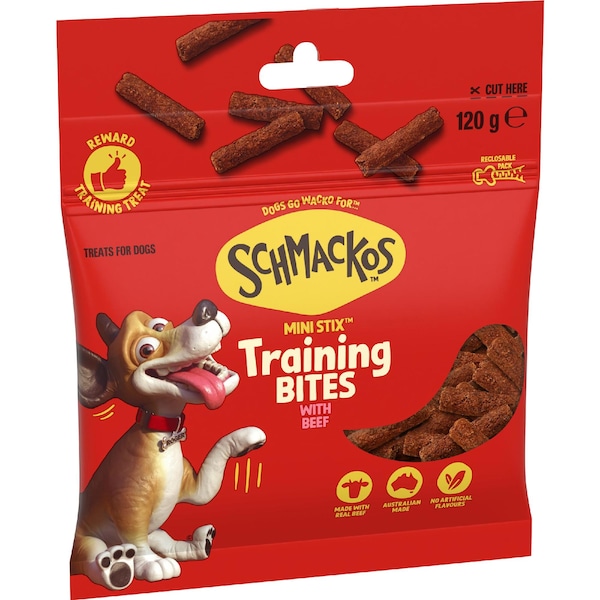 Schmackos Mini Stix Training Bites With Beef Dog Treats 120g