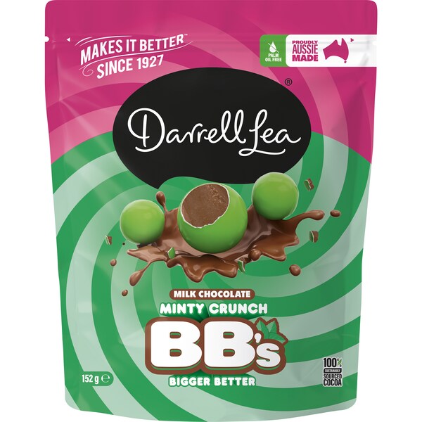 Darrell Lea Milk Chocolate BB's Minty Crunch 152g