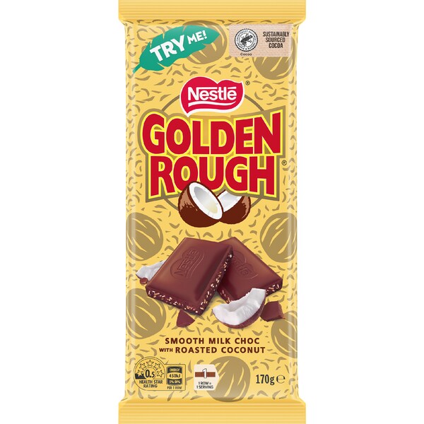 Nestle Golden Rough Milk Chocolate With Roasted Coconut Block 170g