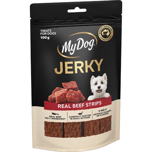 My Dog Jerky Real Beef Strips Dog Treats 100g