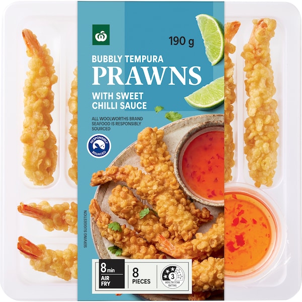 Woolworths Bubbly Tempura Prawns With Sweet Chilli Sauce 190mL