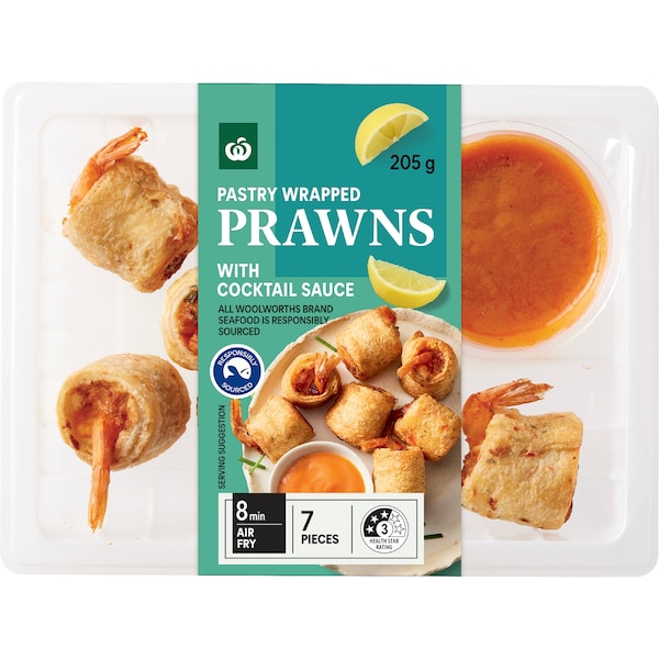 Woolworths Pastry Wrapped Prawns & Cocktail Sauce 205g