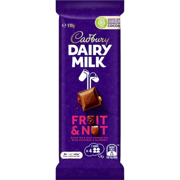 Cadbury Dairy Milk Fruit & Nut Chocolate Block 110g