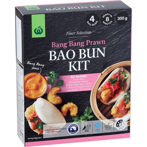 Woolworths Bao Bun Kit Bang Bang Prawn 300g