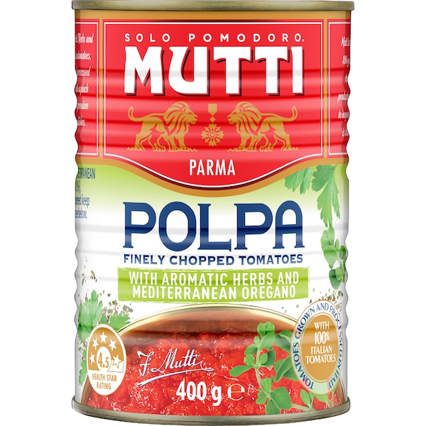 Mutti Polpa Finely Chopped Tomatoes Sicilian Oregano 400g