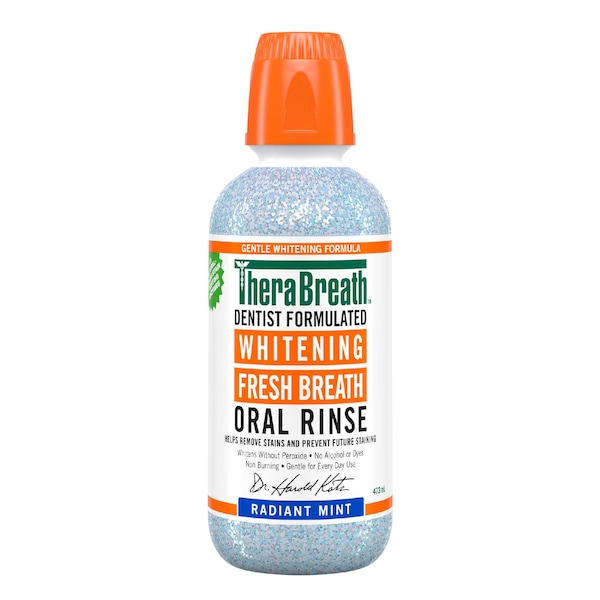 TheraBreath Whitening Oral Rinse Fresh Breath Radiant Mint 473mL