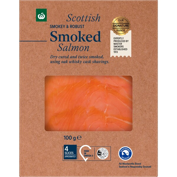 Woolworths Smoked Salmon Smokey & Robust 100g