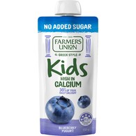 Farmers Union Greek Style Kids Yoghurt Pouch Blueberry No Added Sugar