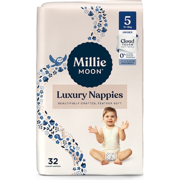 Millie Moon Luxury Nappies Size 5 Walker 13-18kg 32 pack