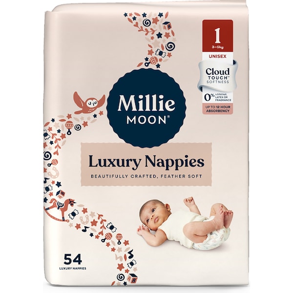 Millie Moon Luxury Nappies Size 1 Newborn 3-5kg 54 pack