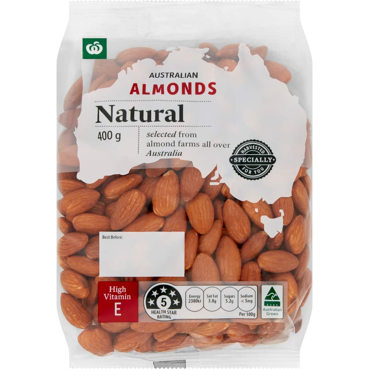 Woolworths Crunchy Natural Almonds 400g bunch
