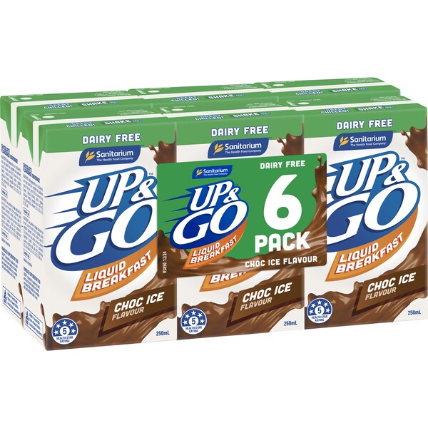 Up&Go Liquid Breakfast Dairy Free Choc Ice 250mL x 6 pack