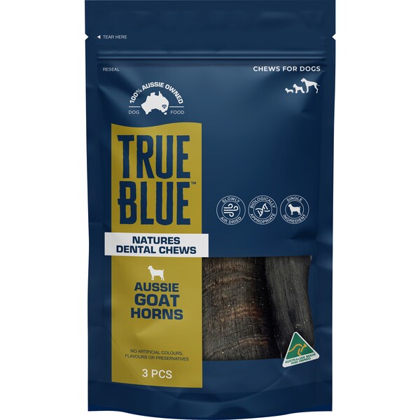 True Blue Aussie Goat Horns Dog Treats 3 pack