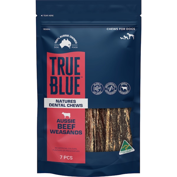 True Blue Aussie Beef Weasands Dog Treats 7 pack