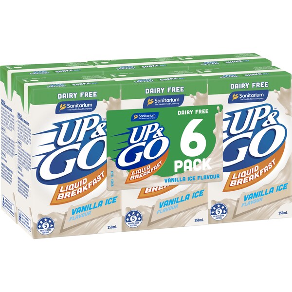 Up&Go Liquid Breakfast Dairy Free Vanilla Ice 250mL x 6 pack