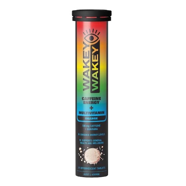 Wakey Wakey Caffeine Energy + Multivitamin Orange Effervescent Tablets 17 pack