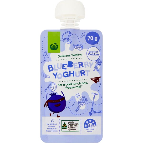 Woolworths Blueberry Yoghurt Pouch 70g