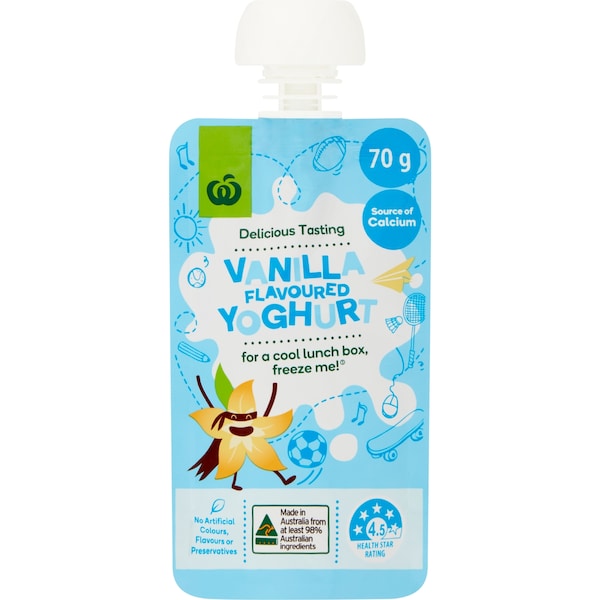 Woolworths Vanilla Yoghurt Pouch 70g