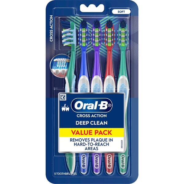 Oral-B Cross Action Toothbrushes Soft Value Pack 5 pack