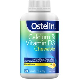 Ostelin Calcium & Vitamin D3 Chewable Citrus Flavour Tablets 120 pack – Woolworths