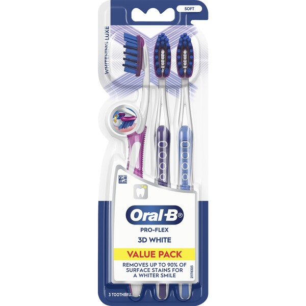 Oral-B Pro-Flex 3D White Toothbrush Whitening Luxe Value Pack 3 pack