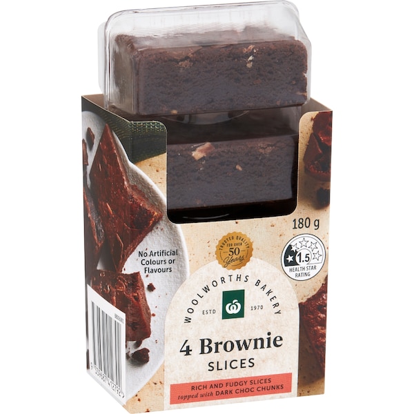 Woolworths Brownie Slices 180g 4 pack