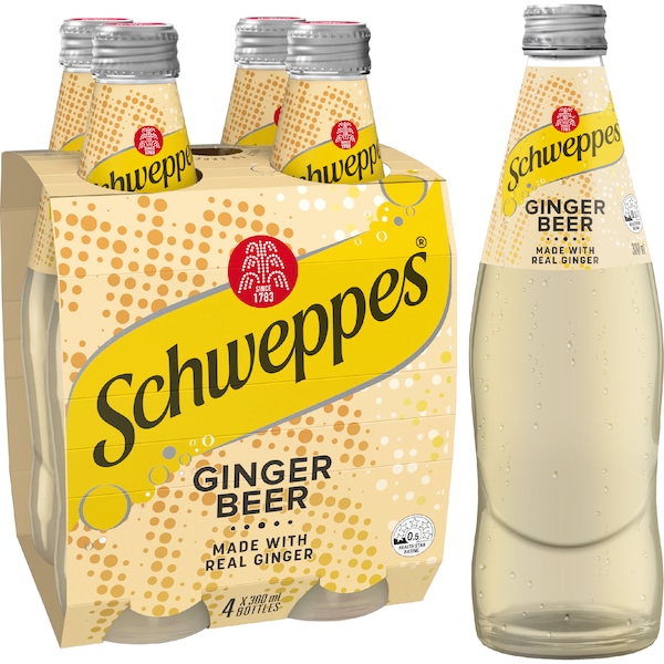 Schweppes Ginger Beer Soft Drink 300mL x 4 pack