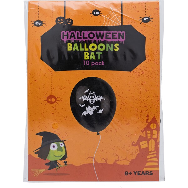 Halloween Printed Balloons Bat 10 pack