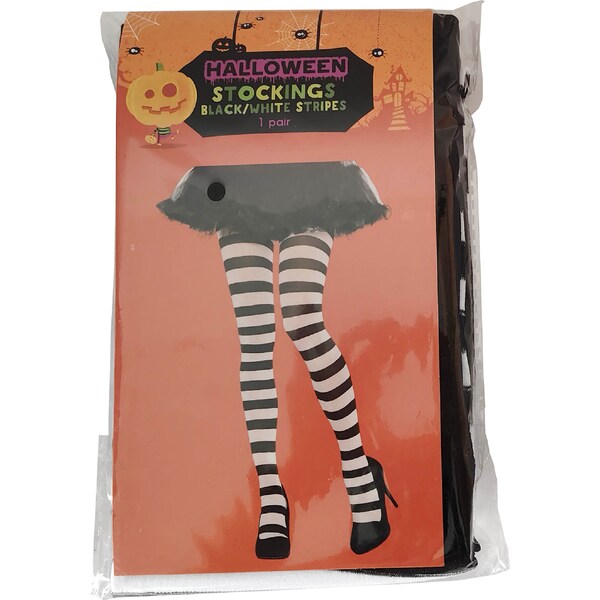 Halloween Costume Stockings Black & White Stripes each