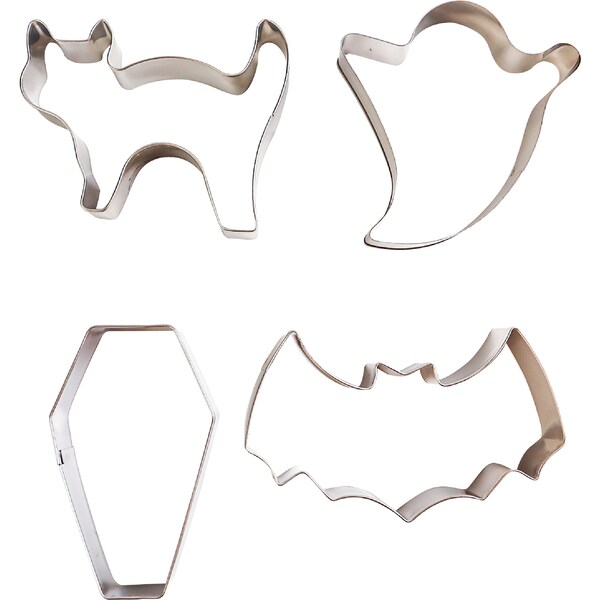 Halloween Baking Cat Bat Ghost & Coffin Cookie Cutters 4 pack