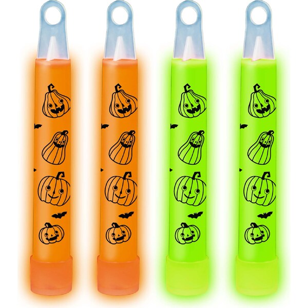 Halloween Glow Pumpkin Sticks 4 pack