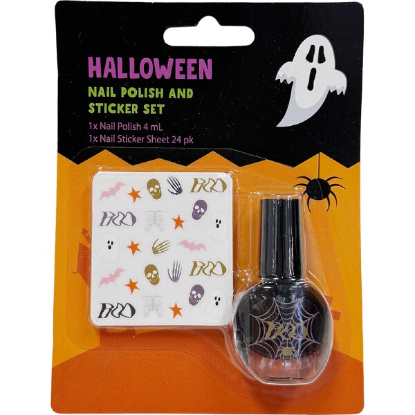 Halloween Black Nail Polish & Sticker Set each