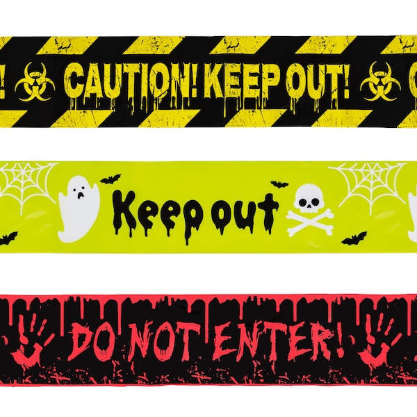 Halloween Warning Caution Keep Out Do Not Enter Tape Decoration 3 pack