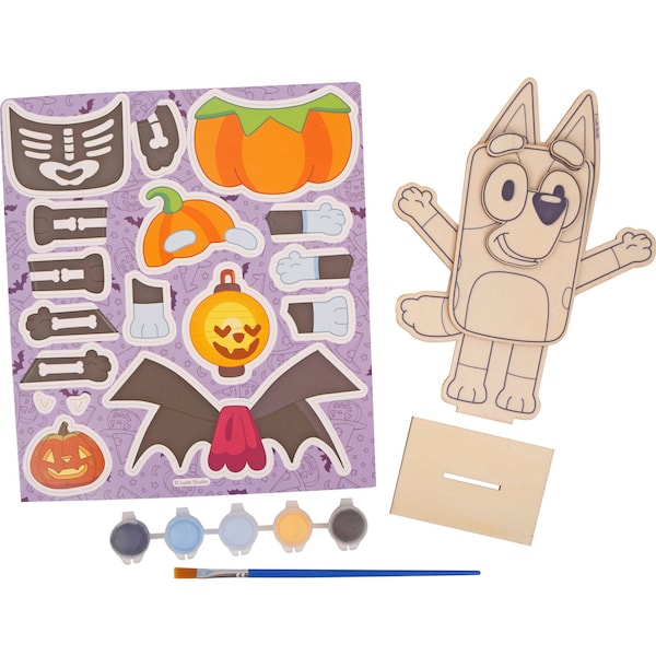 Bluey Halloween Craft DIY Paint & Decorate 3D Wooden Character each