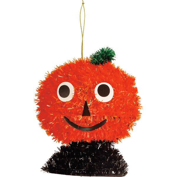 Halloween Pumpkin Tinsel Tabletop Decoration each