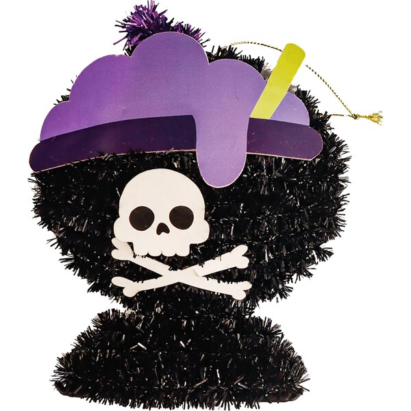 Halloween Cauldron Tinsel Tabletop Decoration each