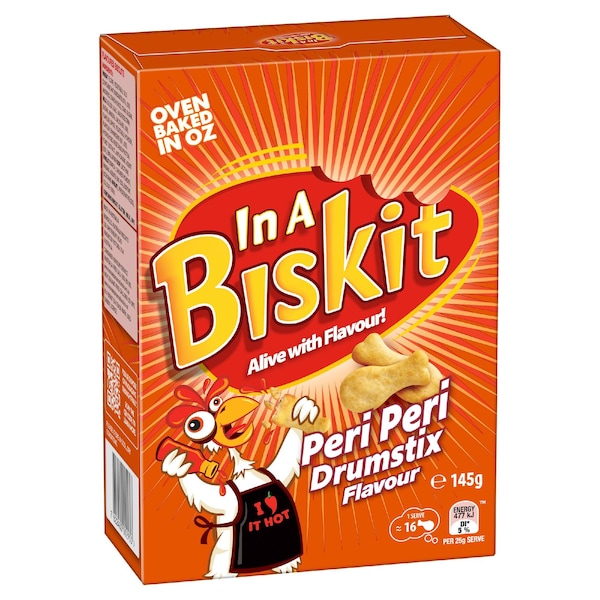 In A Biskit Peri Peri Drumstix Flavour Crackers 145g