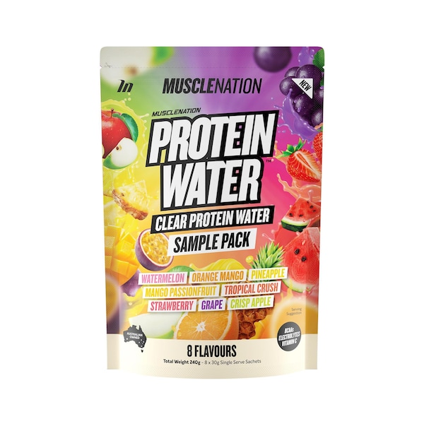Muscle Nation Protein Water Sample Pack Single Serves 30g x 8 pack