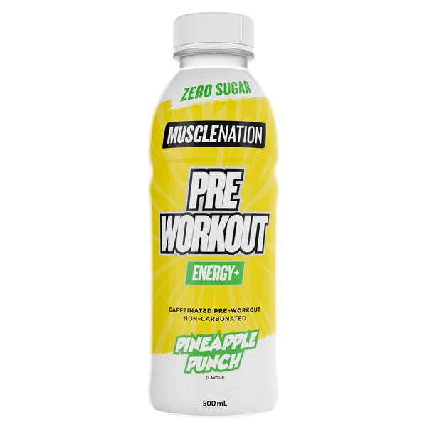 Muscle Nation Pre Workout Energy Drink Pineapple Punch Zero Sugar 500mL