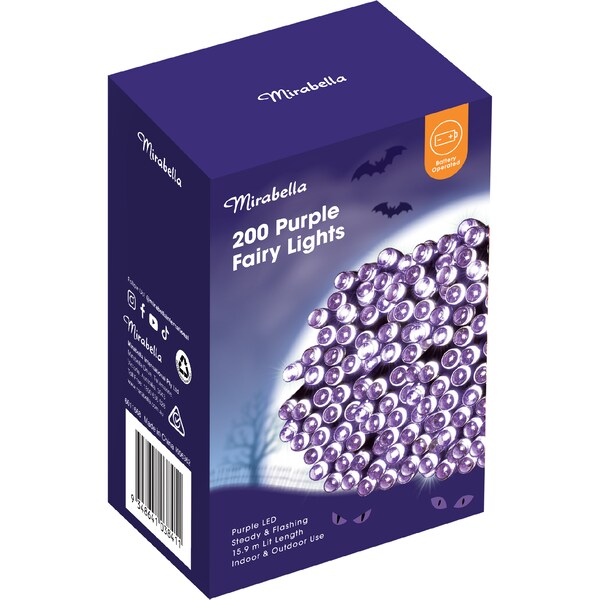 Mirabella Halloween 200 Purple Fairy LED Lights each