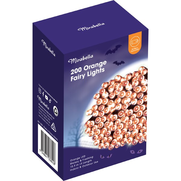 Mirabella Halloween 200 Orange Fairy LED Lights each